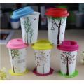 Hot Sale Ceramic Coffee Travel Mug With Colored Silicone Lid